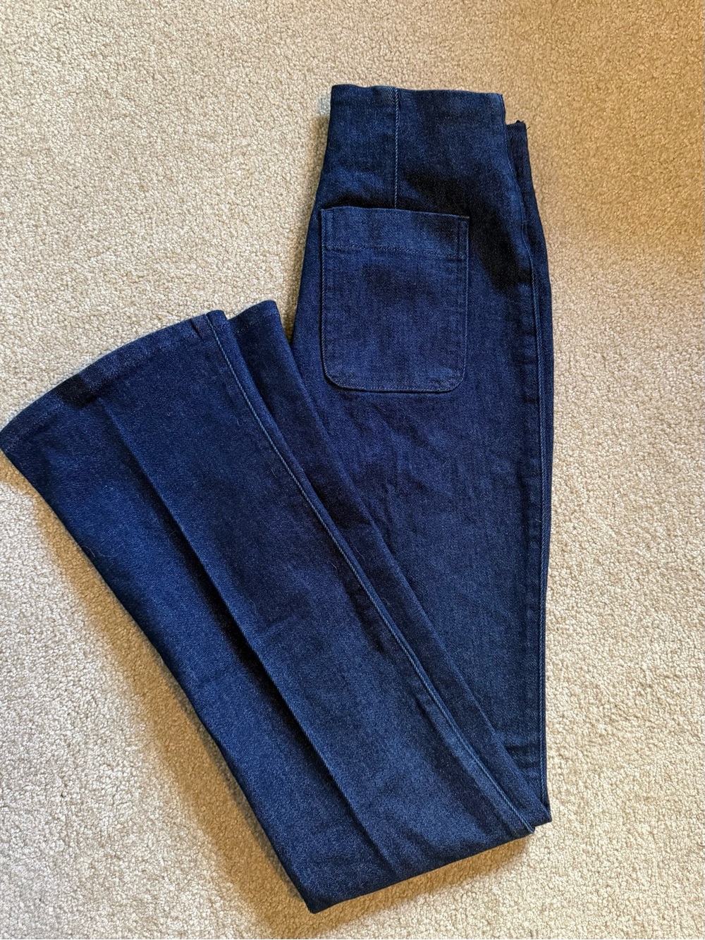 NWT Spanx Dark Blue Women's Stretch Denim Jeans with Patch Pocket- Small Petite